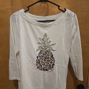 Tommy Bahama Cream Pineapple Long Sleeve Tee